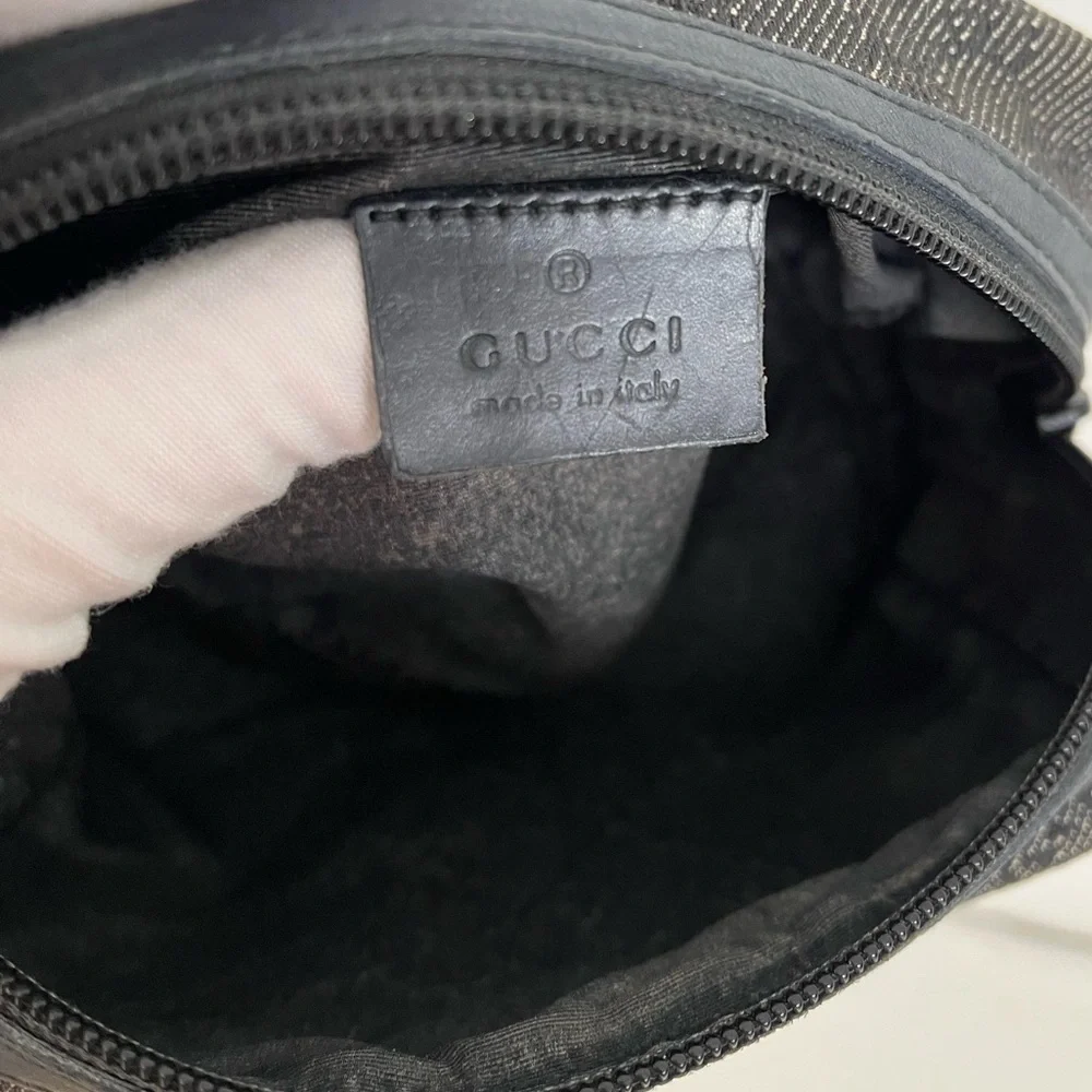 Gucci Monogram Cosmetic Pouch Black Vintage Unisex EUC